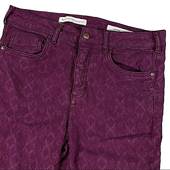 Pilcro & The Letterpress Script size 30 textured maroon skinny pants - Picture 4 of 16